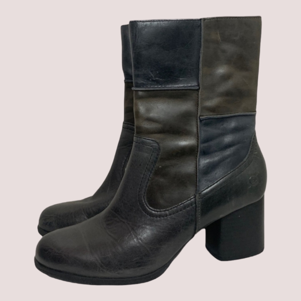 Born Leather Patchwork Boots, Size 9 - image 4